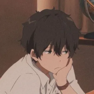 😒 4fc1ea88 Houtarou Oreki Hyouka anime, karakter, kartun, bosan, lelah, anak laki-laki telegram sticker