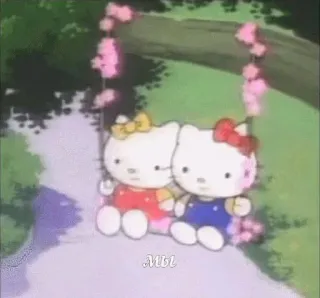 🌟 19b5c080 Hello Kitty Мы Hello Kitty, 可爱, 卡通, 秋千, 友谊, 三丽鸥 telegram sticker