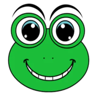 😔 5c7d22ea Frosch, Cartoon, Tier, süß, grün, Lächeln, Amphibie whatsapp sticker