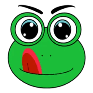 😖 e2e49bc8 Frosch, Tier, grün, Cartoon, süß, Augen, Zunge whatsapp sticker