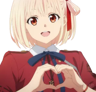 🫶 1e1090ff anime, girl, smile, heart gesture, cute telegram sticker
