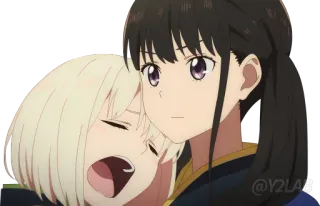 😫 b2c6146d anime, girl, friendship, cute telegram sticker