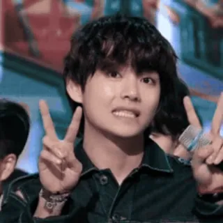🎈 6f652917 V V, BTS, K-Pop, знак мира, айдол, знаменитость telegram sticker