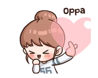 💜 0248db71 Oppa Cartoon, Koreanisch, Oppa, Liebe, Mädchen, Süß, Fingerherz, Geste telegram sticker