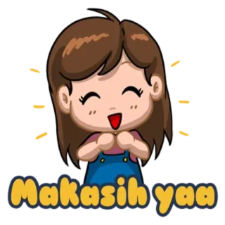 ☺️ 3f14289b Makasih yaa danke, cartoon mädchen, niedlich, dankbarkeit, indonesisch telegram sticker
