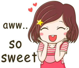 ☺️ 55d027e4 aww... so sweet süß, lieb, Mädchen, Cartoon, aww, Herzen, Ausdruck telegram sticker