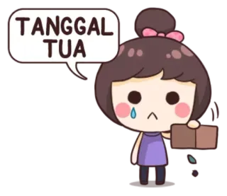 😥 5ab5e276 TANGGAL TUA Cartoon, Traurig, Weinend, Mädchen, Kiste, Indonesisch, Datum, Alt telegram sticker