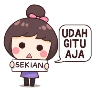 😙 6f69383a UDAH GITU AJA OSEKIANO Cartoon, Mädchen, Text, Ausdruck, Niedlich, Sticker telegram sticker