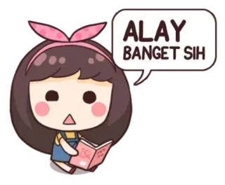 😏 7914c367 ALAY BANGET SIH Cartoon, Mädchen, Buch, Sprechblase telegram sticker