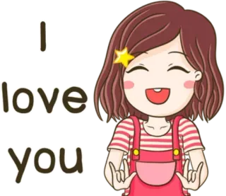 🥰 85378f12 I love you Liebe, Cartoon, Mädchen, Ausdruck, Süß, Zuneigung telegram sticker