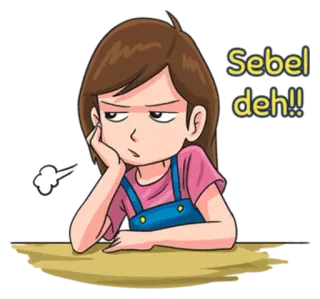 😒 d3af0077 Sebel deh!! genervt, Mädchen, Cartoon, Indonesisch, sebel telegram sticker
