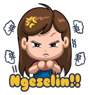 😤 e34cdcdb Ngeselin!! genervt, wütend, Cartoon, Mädchen, frustriert, verärgert telegram sticker