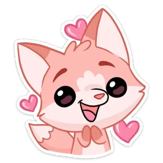 😍 6c18a393 キツネ, かわいい, ハート, 漫画, 動物, ステッカー telegram sticker