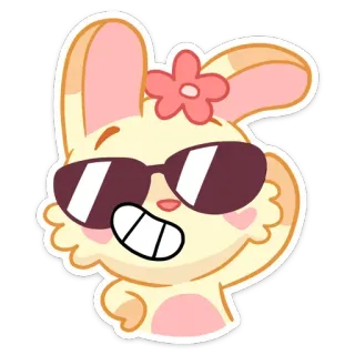 😎 9352a91b 漫画, ウサギ, サングラス, 花, かわいい telegram sticker
