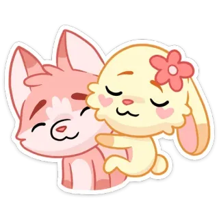 ☺️ c9ce7bc2 かわいい, 動物, キツネ, ウサギ, 友情, カワイイ telegram sticker