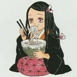 ⛓ 51fd34e4 Nezuko Kamado Demon Slayer anime, manga, nezuko, kamado, demon slayer, food, noodles telegram sticker