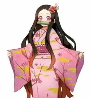 ⛓ c894e01f Nezuko Kamado Demon Slayer anime, demon slayer, nezuko, nezuko kamado, character, kimono, kawaii telegram sticker