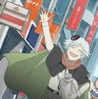 🌟 144cb277 аниме, машет рукой, счастливый, веселый, мультфильм, персонаж telegram sticker