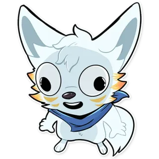 🤕 1a1771dd 동물, 여우, 만화, 귀여운, 흰색, 파란색, 스티커 telegram sticker