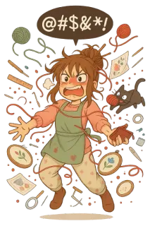 🤯 efac655f @#$%&* arrabbiato, frustrato, lana, artigianato, cucito, parolacce, infastidito telegram sticker