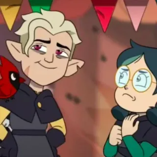 ☺️ 95aa6462 Hunter The Owl House Мультфильм, Аниме, The Owl House, Хантер, Уиллоу, Фэнтези, Анимация telegram sticker