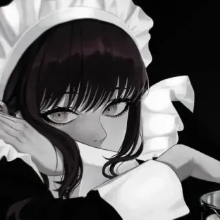 🔗 4e21d0ce 메이드, 애니메이션, 만화, 소녀, 흑백 telegram sticker