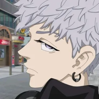 🖇 3b5e337a Anime, Cabelo grisalho, Brinco, Personagem masculino whatsapp sticker