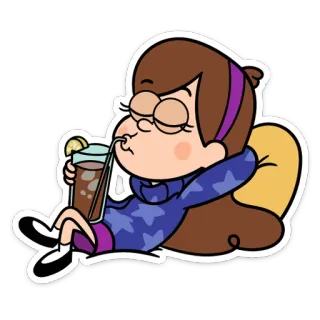 🍧 bc4c7cda Mabel Pines Gravity Falls 漫画, アニメ, メイベル, 飲む, リラックス, グラビティフォールズ telegram sticker