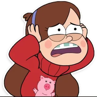😦 03b290db Mabel Pines Gravity Falls kreskówka, Mabel Pines, Gravity Falls, Disney, postać, przerażony, zmartwiony telegram sticker