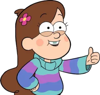 👍 5d30157f Mabel Pines Gravity Falls Mabel, Gravity Falls, Kreskówka, Kciuk w górę, Animowany, Postać telegram sticker