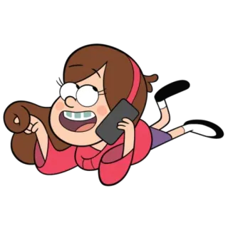 📱 6bc711ea Mabel Pines Gravity Falls Kreskówka, Postać, Telefon, Leżący, Animowany telegram sticker