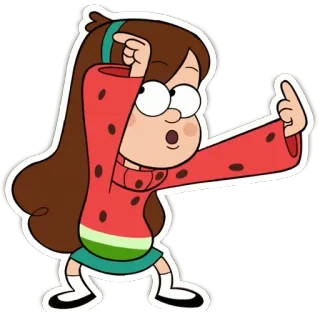 💃 795d821f Mabel Pines Gravity Falls kreskówka, animowany, naklejka, Mabel Pines, Gravity Falls, arbuz, tańczący telegram sticker