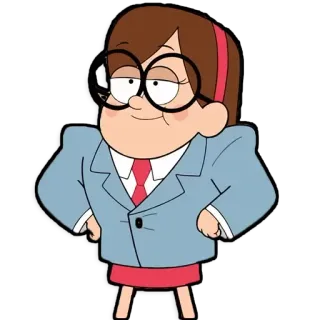 😎 8cfb7f33 Mabel Pines Gravity Falls kreskówka, animacja, postać, okulary, garnitur telegram sticker