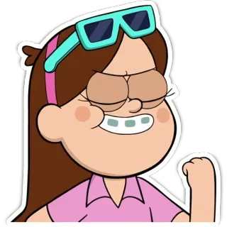 😌 9e0a3e59 Mabel Pines Gravity Falls kreskówka, Mabel Pines, Gravity Falls, postać, uśmiechnięta, okulary przeciwsłoneczne telegram sticker