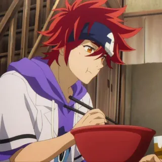 🥢 ab96b051 animé, manger, cheveux roux, ramen, baguettes telegram sticker