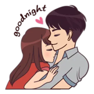 💤 a1d661da Goodnight coppia, amore, romantico, buonanotte, cuore, cartone animato, affetto, dolce telegram sticker