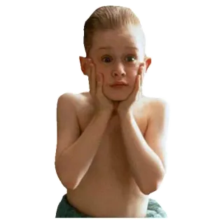 😐 32ec7fea Kevin McCallister Home Alone geschrokken, bang, alleen thuis, filmscène, kind, Macaulay Culkin telegram sticker