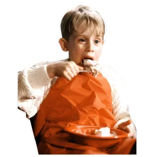 🙃 3e66396f Kevin McCallister Home Alone film, jongen, eten, home alone, kerst, kind telegram sticker