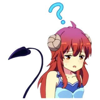 🤔 06f6889e อนิเมะ, สาวปีศาจ, เครื่องหมายคำถาม, สับสน, ตัวละคร, ภาพประกอบ, สติกเกอร์ telegram sticker