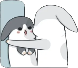 ❤️ 76e04d42 coelho, abraço, fofo, animal, desenho animado telegram sticker