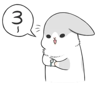 🎲 54aac586 3- lapin, mignon, animal, dessin animé, nombre, attente whatsapp sticker