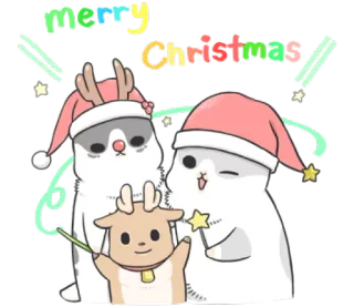 🎊 a461f59f Merry Christmas noël, vacances, hiver, mignon, animaux, festif whatsapp sticker