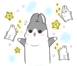 ✨ b4d240e2 lapin, mignon, lapin, étoiles, paillettes, dessin animé whatsapp sticker