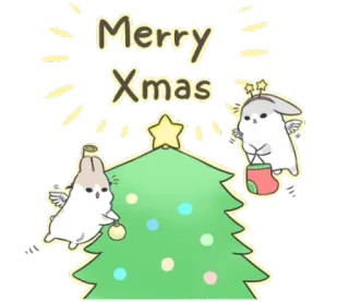 🎄 d5c8047c Merry Xmas Noël, Noël, Joyeux, Vacances, mignon, lapin, ange whatsapp sticker