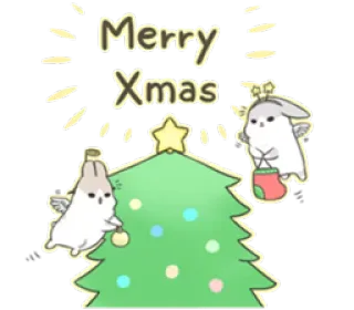🎄 72702992 Merry Xmas 圣诞节, 圣诞快乐, 节日, 树, 可爱, 卡通, 节日, 节日问候 telegram sticker