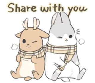 🐰 c65f04e3 Share with you 兔子, 鹿, 可爱, 动物, 围巾, 友谊 telegram sticker