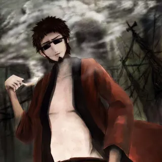 😏 1952044d anime, man, smoking, sunglasses, cigarette whatsapp sticker