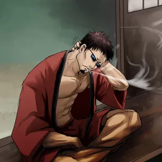 😕 a51246eb man, smoking, glasses, red robe whatsapp sticker