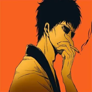 😒 bd88dc79 man, smoking, cigarette, sunglasses, anime style whatsapp sticker