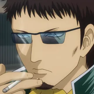 😒 c2c8cbe9 anime, man, smoking, glasses whatsapp sticker